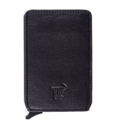 Port-card barbati din piele naturala negru Master Slide,protectie RFID