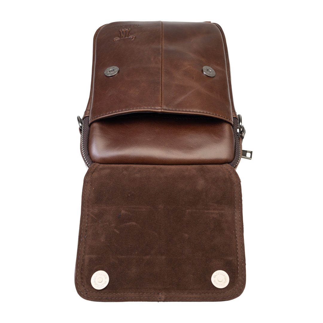 Sac homme en cuir véritable marron Trio