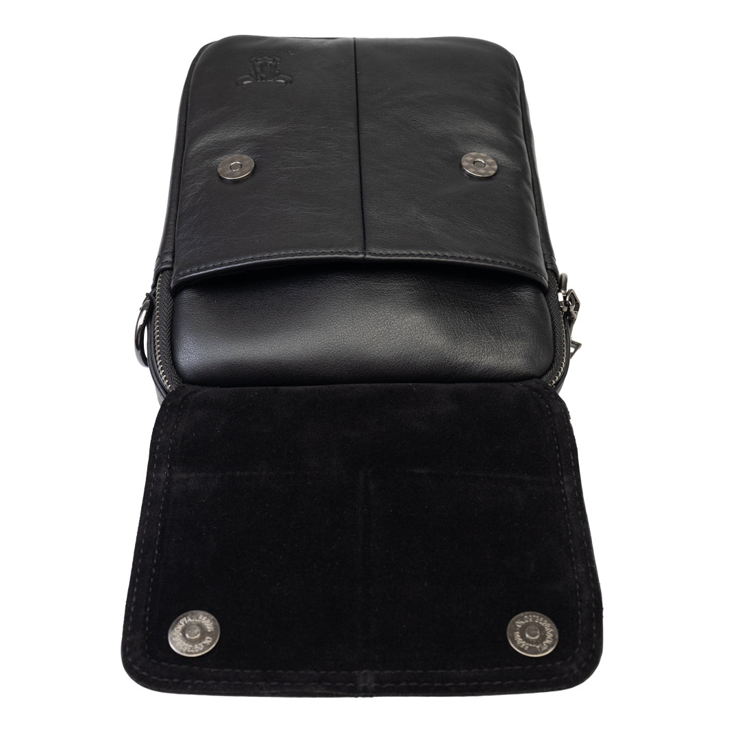 Herrentasche aus echtem Leder schwarz Trio