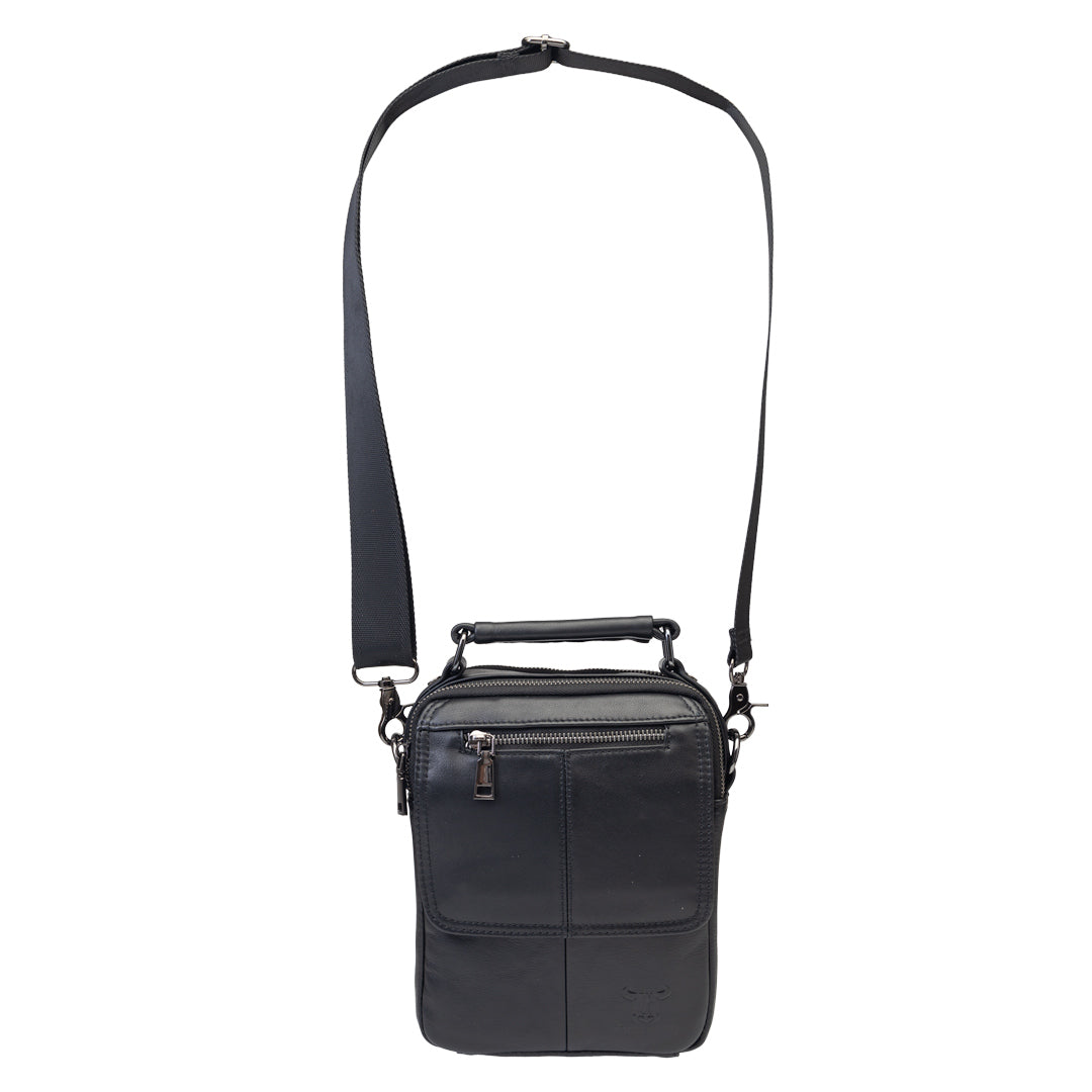 Herrentasche aus echtem Leder schwarz Trio