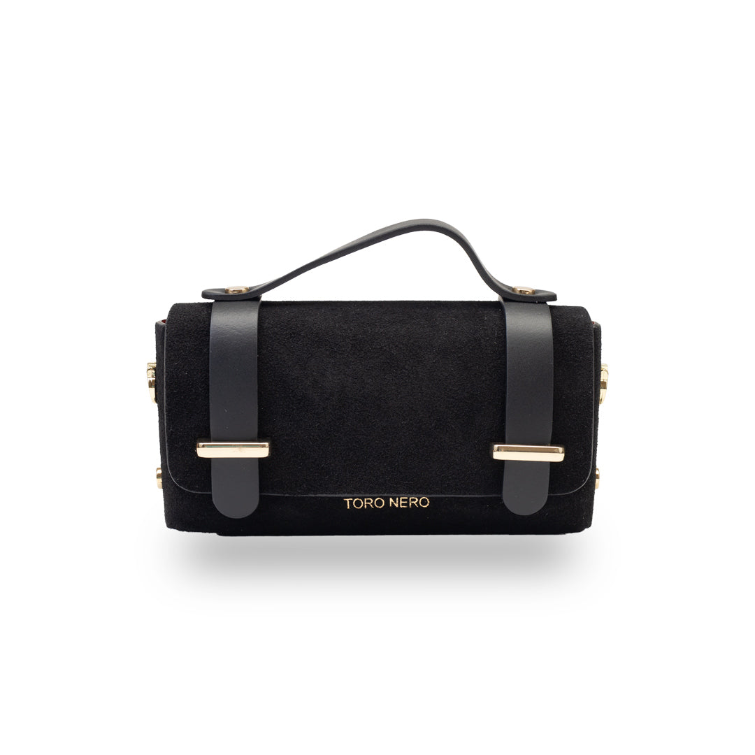 Damenhandtasche aus echtem schwarzem Wildleder Natalia