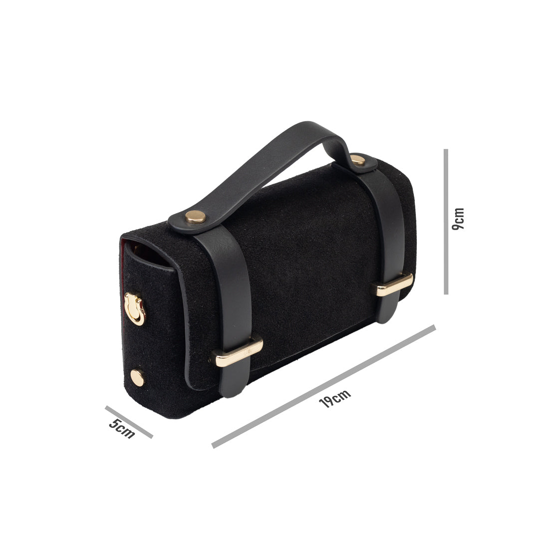 Damenhandtasche aus echtem schwarzem Wildleder Natalia