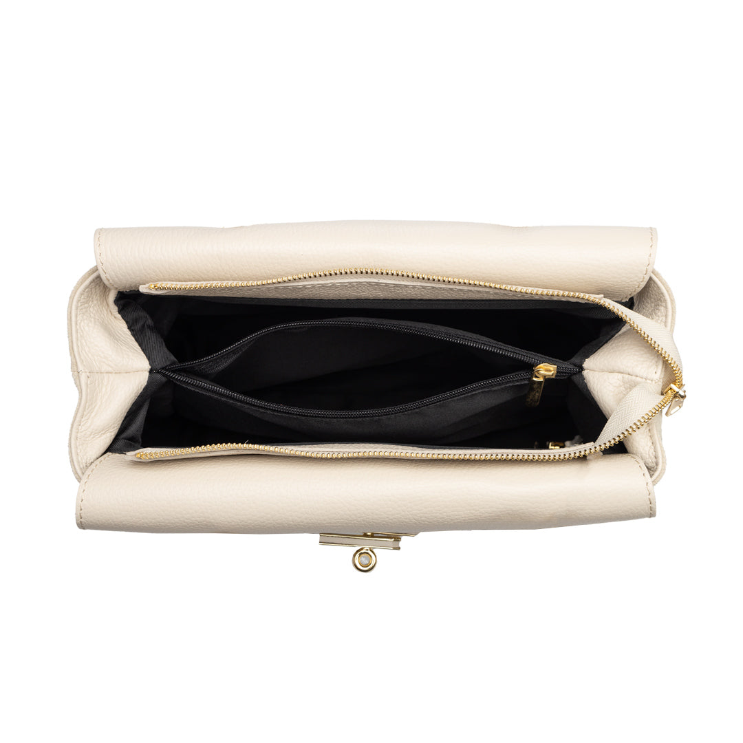 Damenhandtasche aus beigem Echtleder Mira