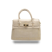 Damenhandtasche aus beigem Echtleder Mira