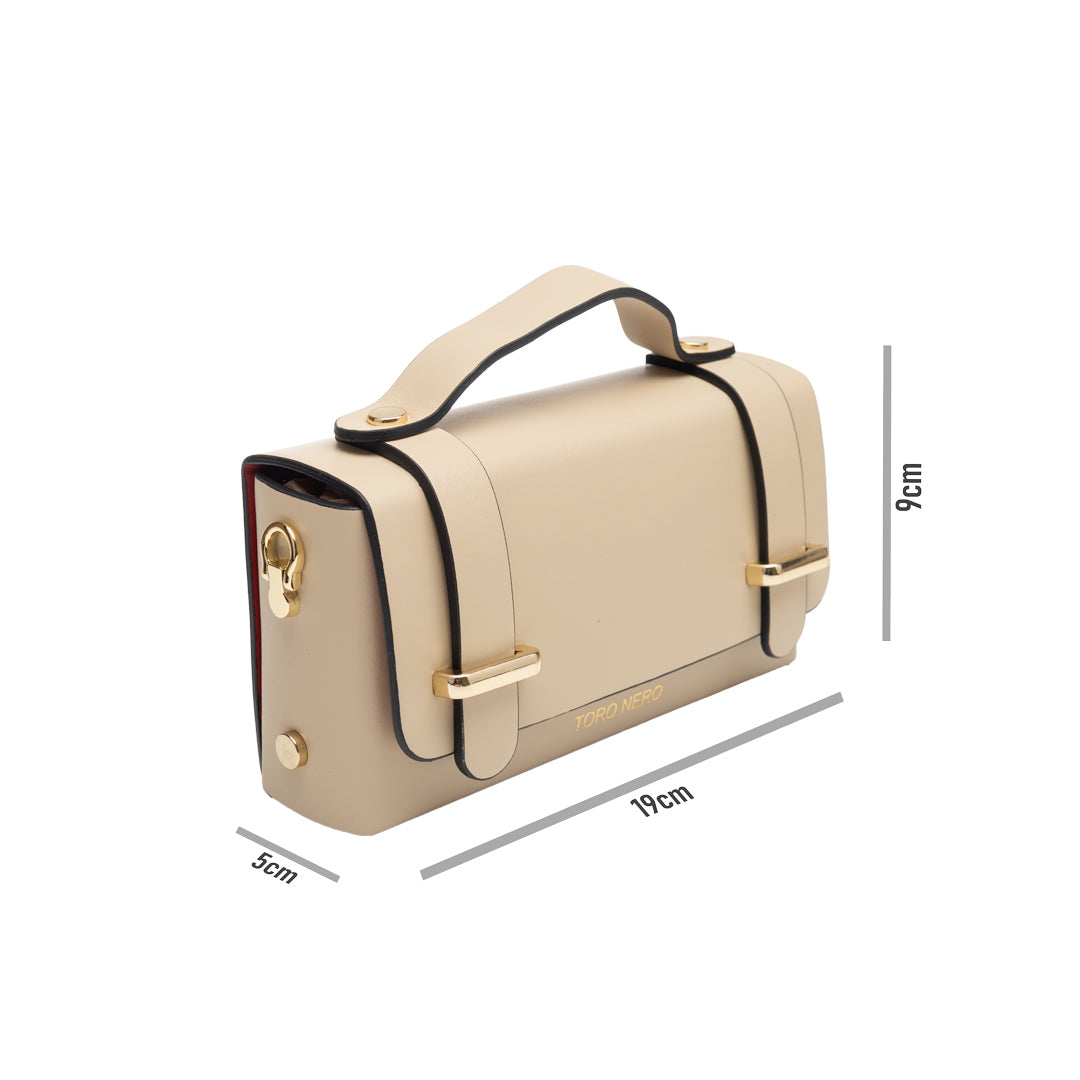Damenhandtasche aus beigem Echtleder Natalia