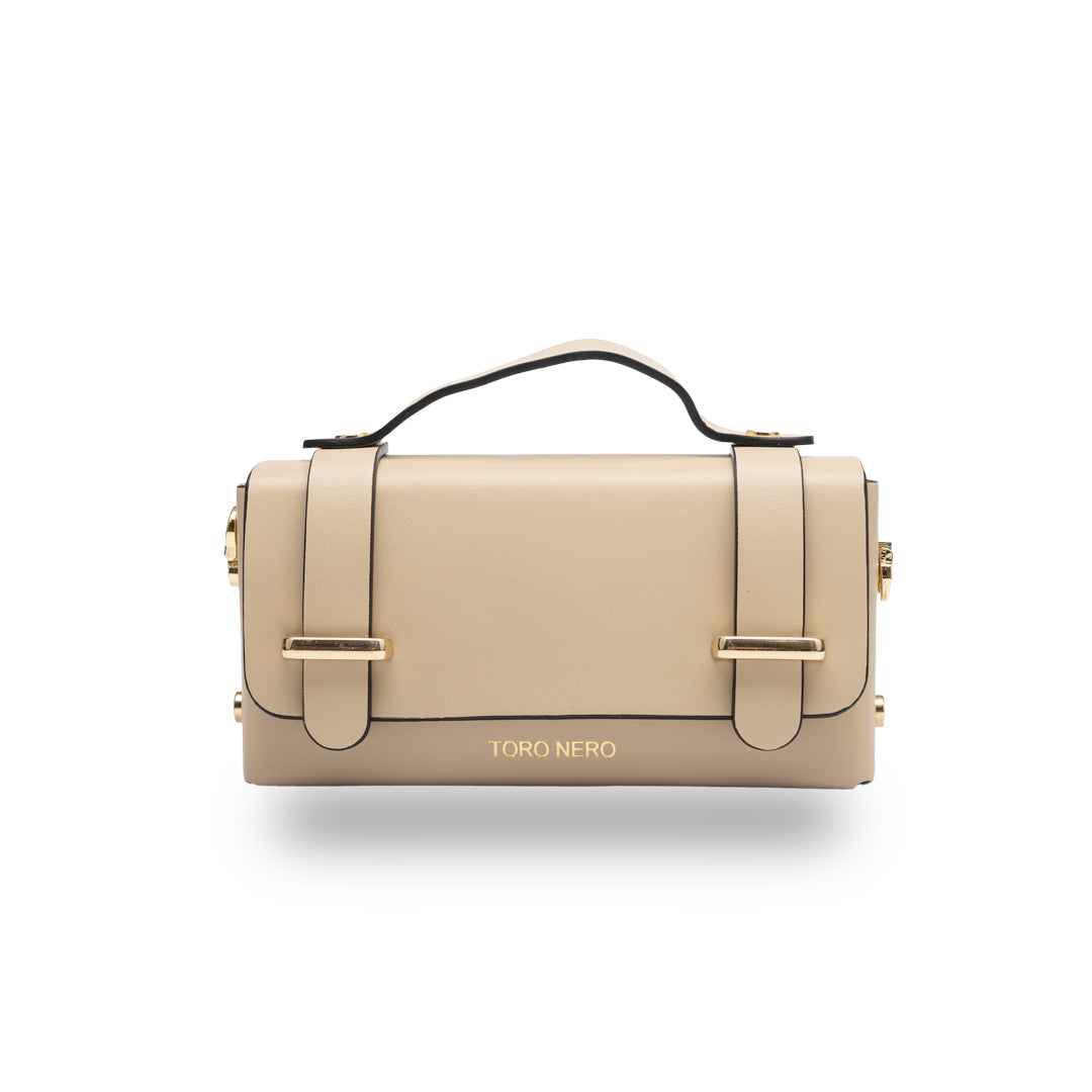 Damenhandtasche aus beigem Echtleder Natalia
