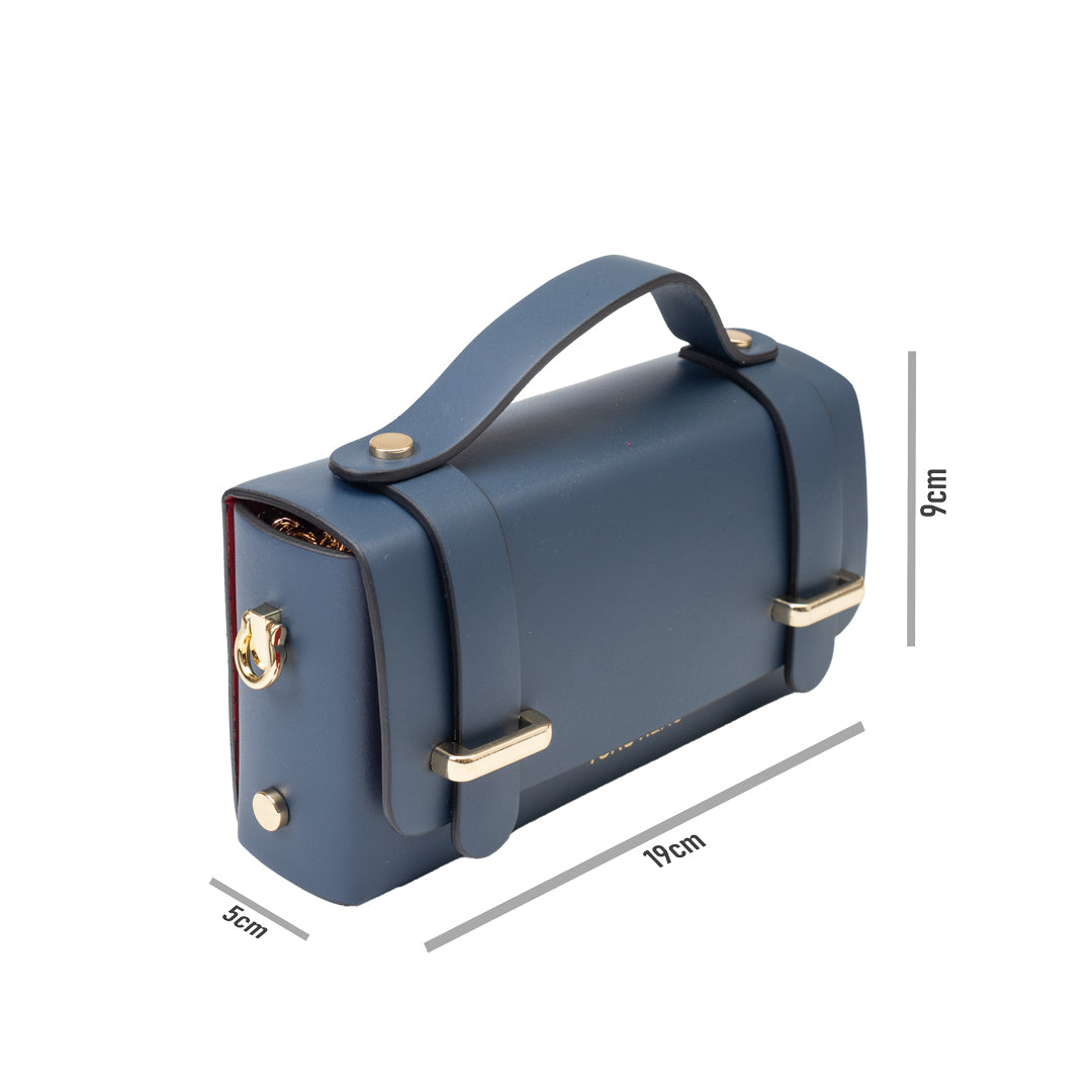 Damenhandtasche aus echtem Leder in Marineblau Natalia