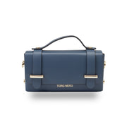 Damenhandtasche aus echtem Leder in Marineblau Natalia