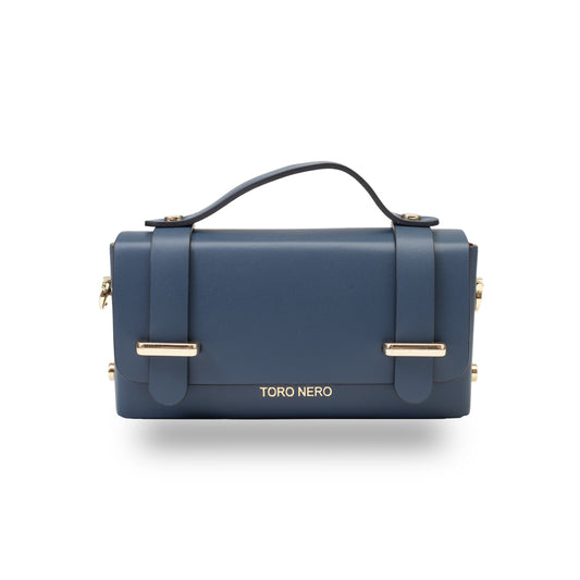 Damenhandtasche aus echtem Leder in Marineblau Natalia