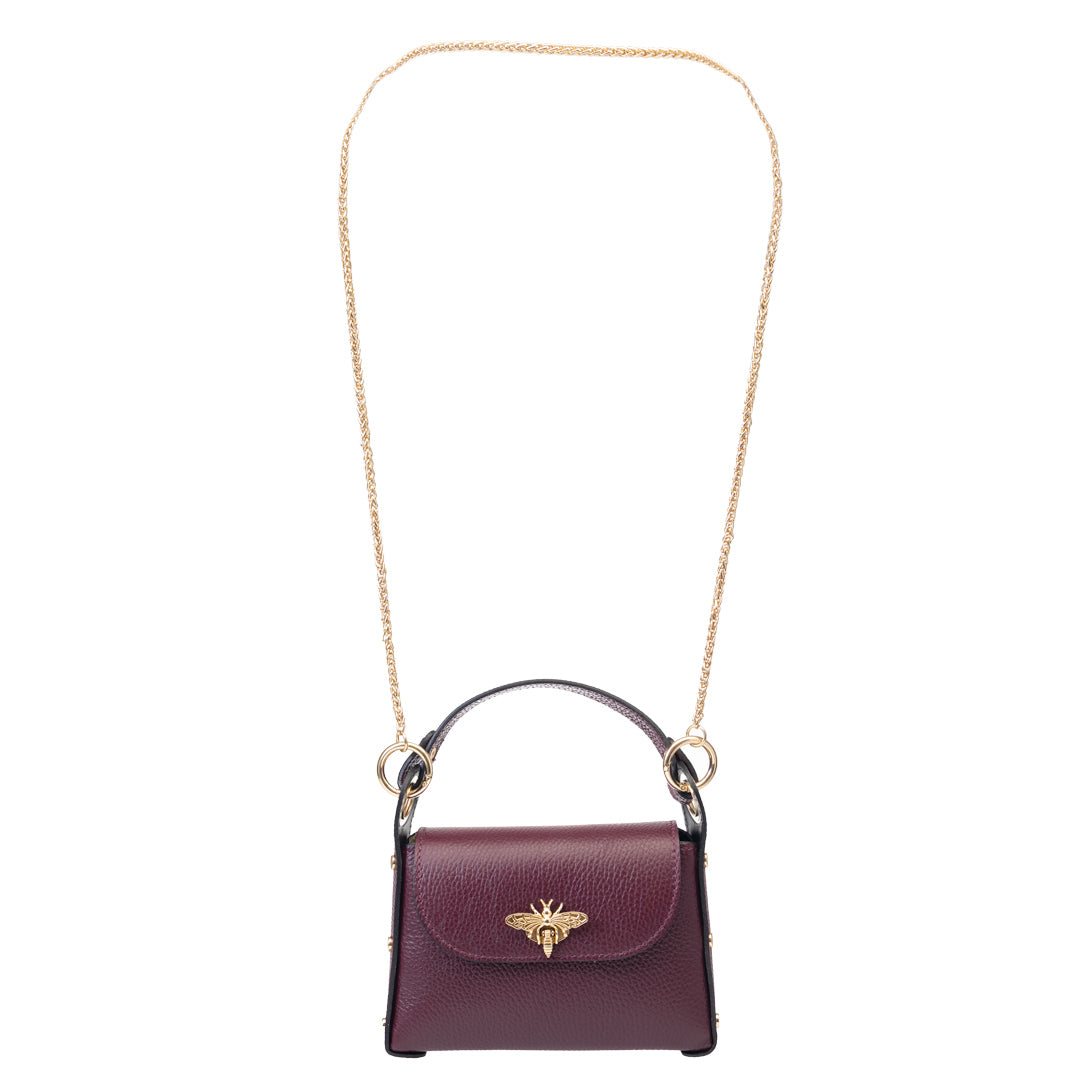Damenhandtasche aus echtem Leder Bordeaux Iris