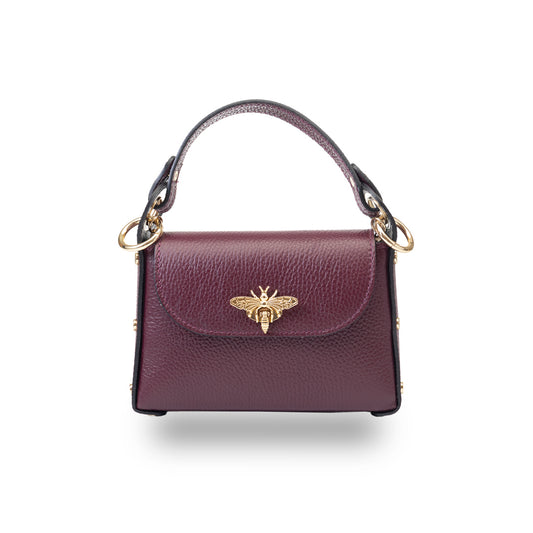 Damenhandtasche aus echtem Leder Bordeaux Iris