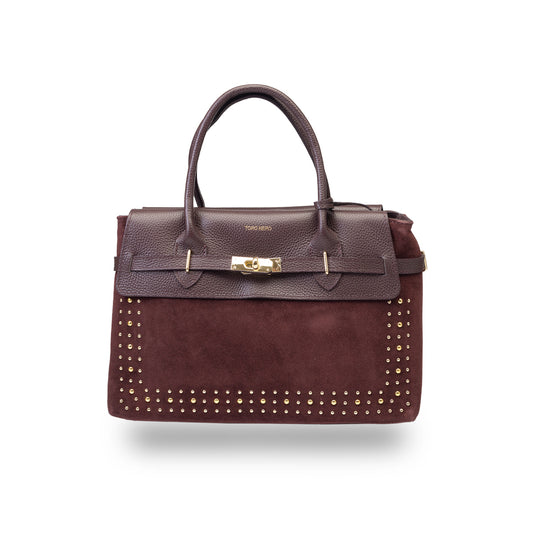 Damenhandtasche aus echtem Leder in Bordeauxrot Mira