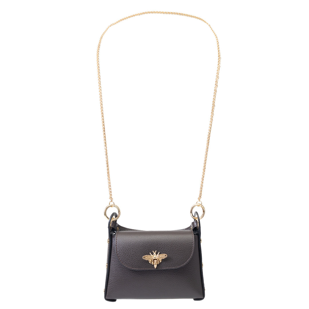 Damenhandtasche aus echtem Leder dunkelbraun Iris