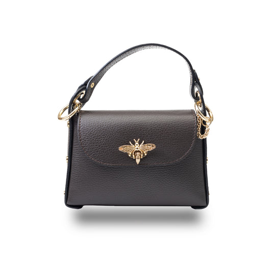 Damenhandtasche aus echtem Leder dunkelbraun Iris