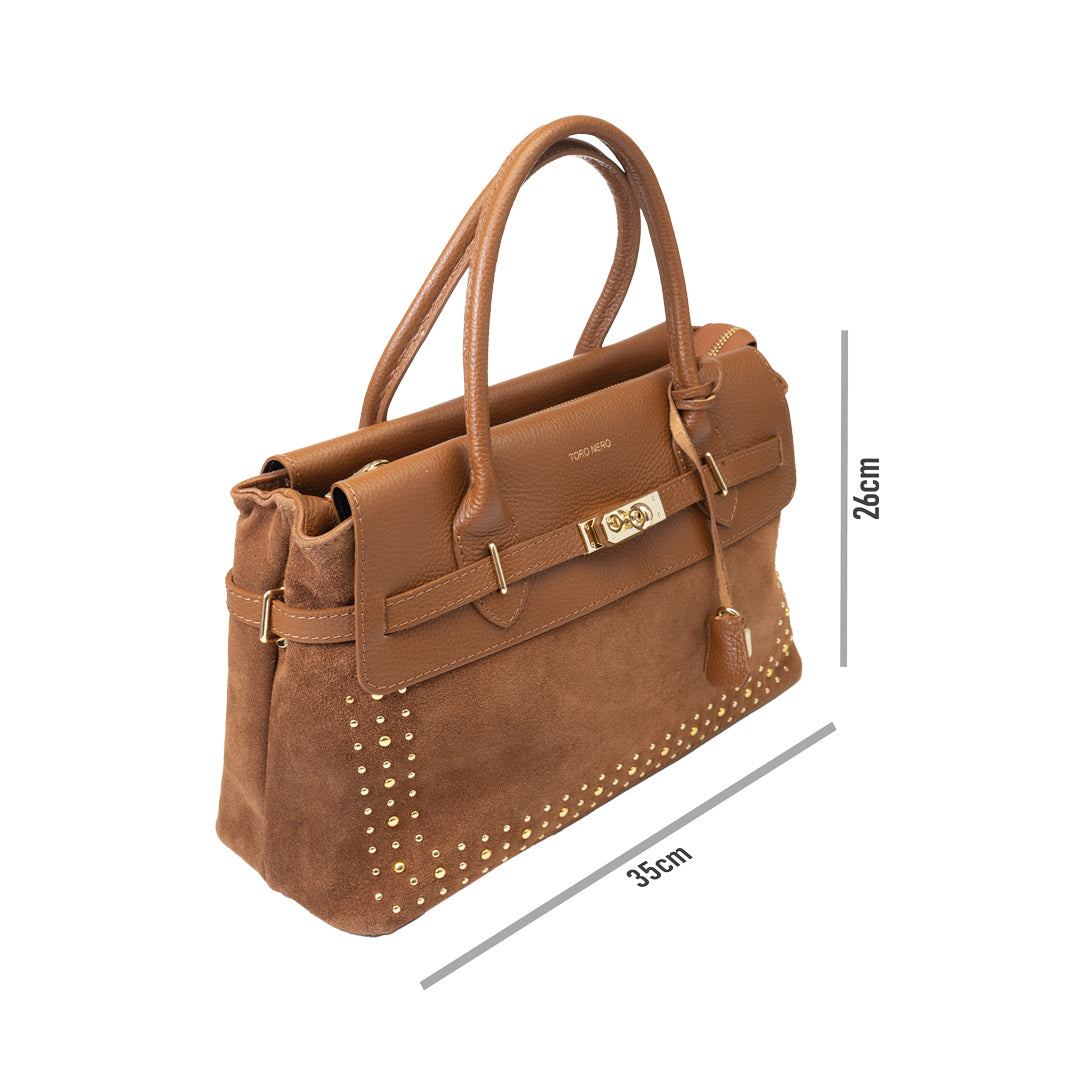 Sac à main en cuir véritable marron Mira