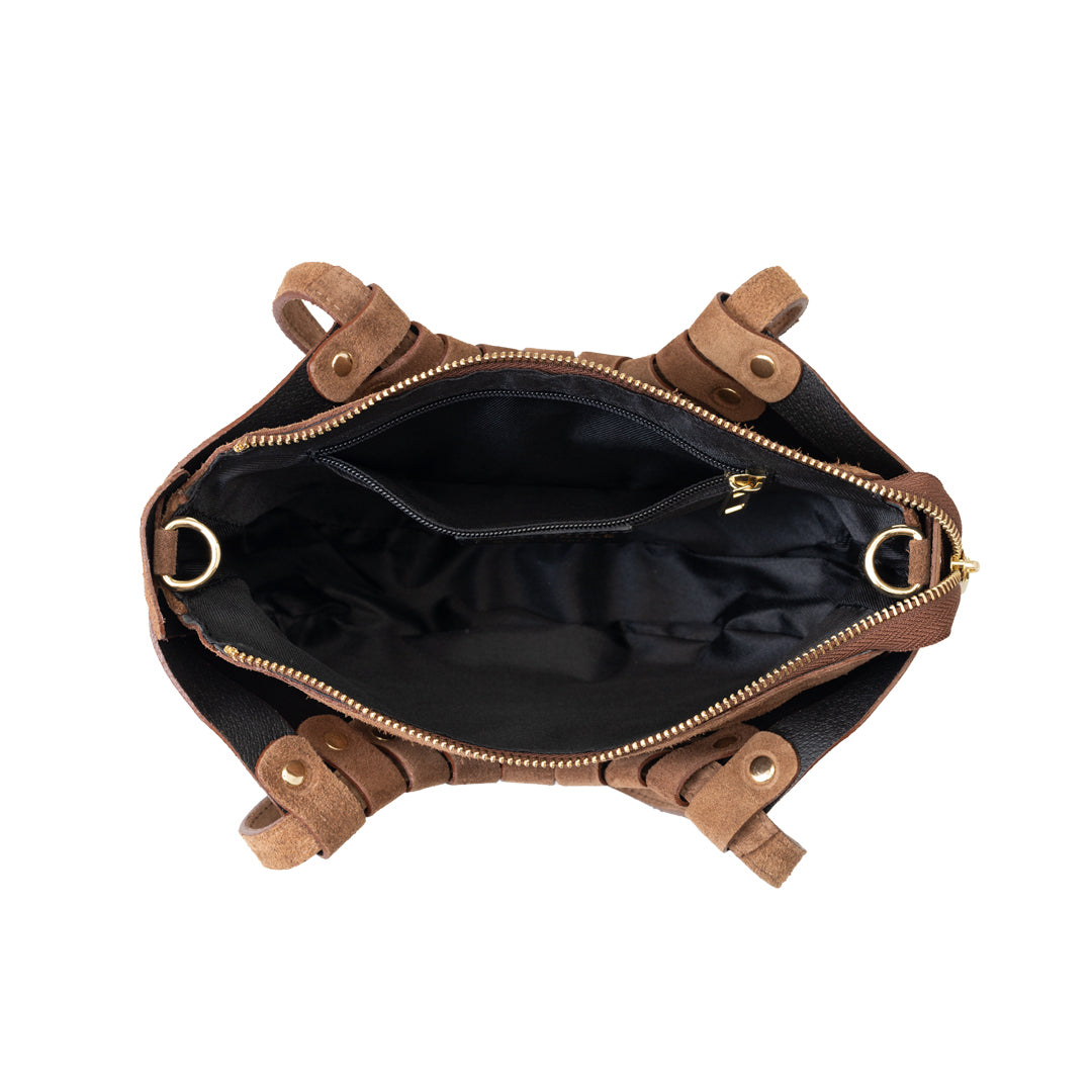 Braune Damenhandtasche aus echtem Leder Ruth