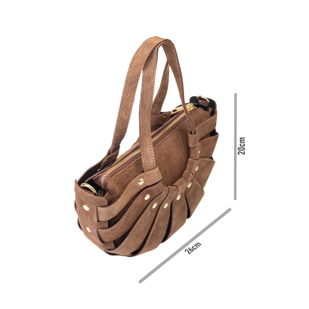 Braune Damenhandtasche aus echtem Leder Ruth