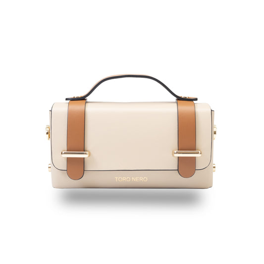 Damenhandtasche aus braun-beigem Naturleder Natalia