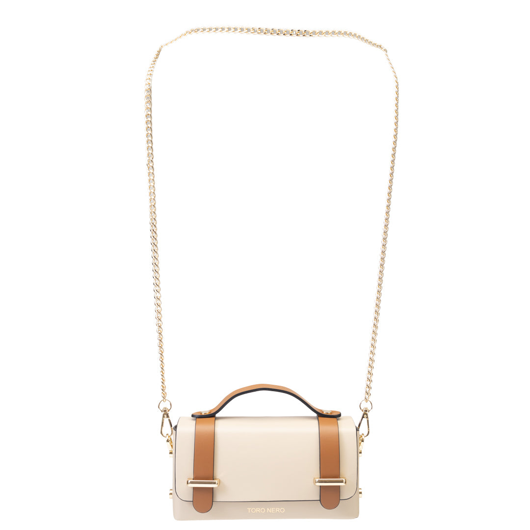 Damenhandtasche aus braun-beigem Naturleder Natalia