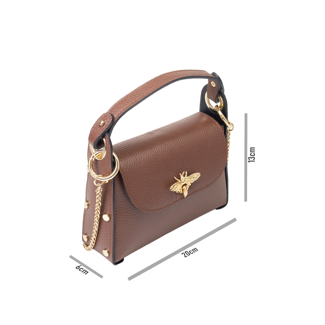Damenhandtasche aus cognacfarbenem Echtleder Iris