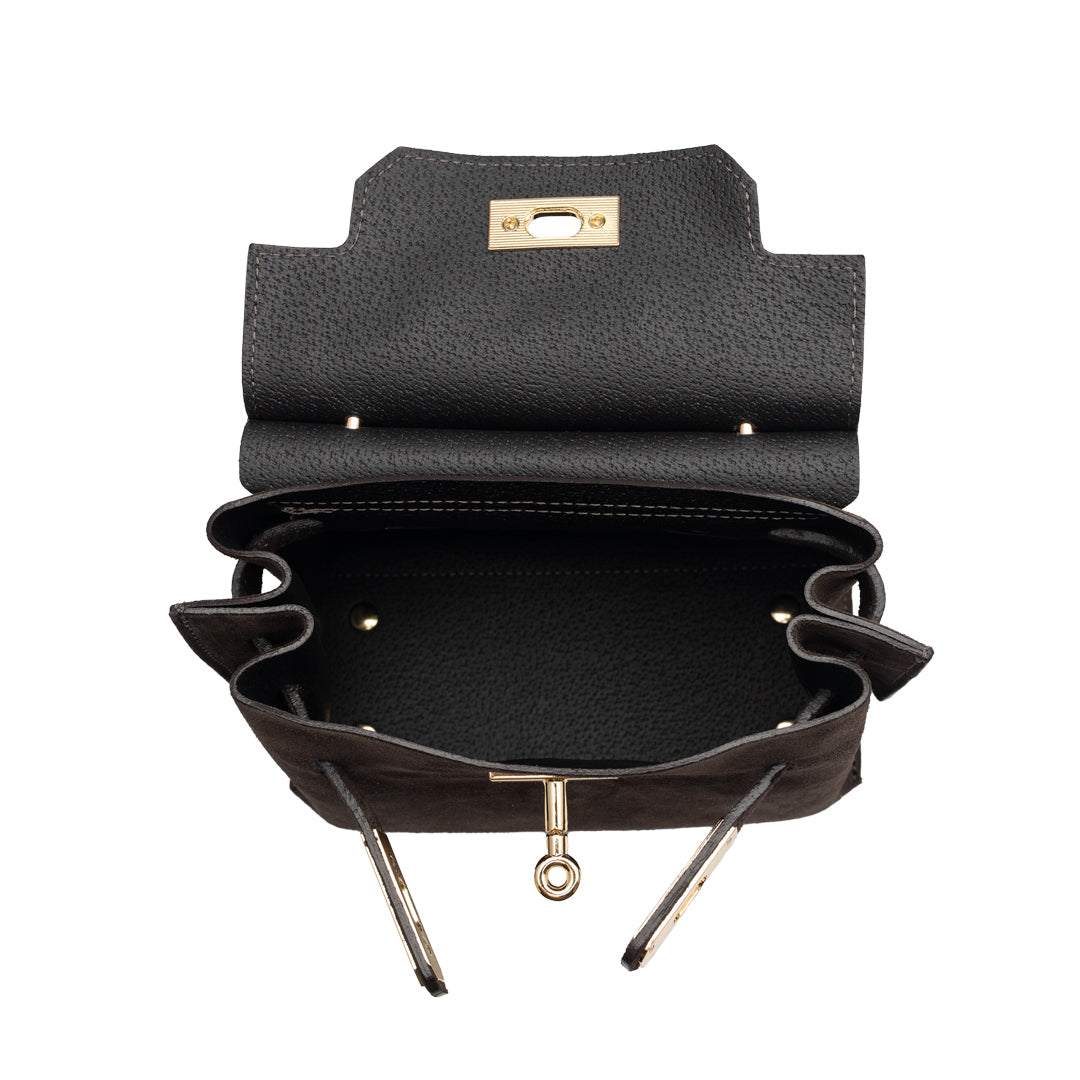 Damenhandtasche aus dunkelbraunem Echtleder Renata