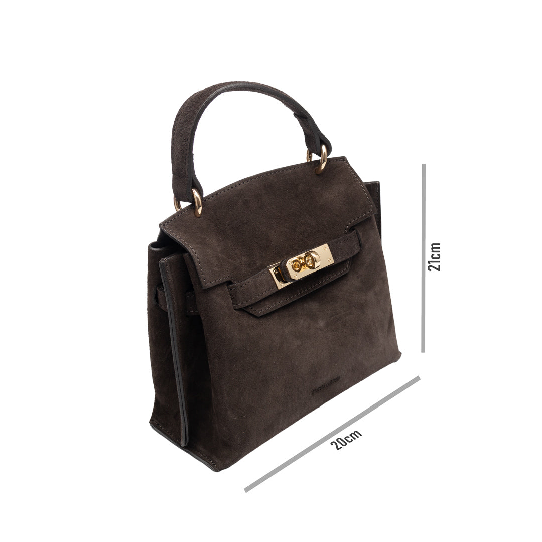 Damenhandtasche aus dunkelbraunem Echtleder Renata