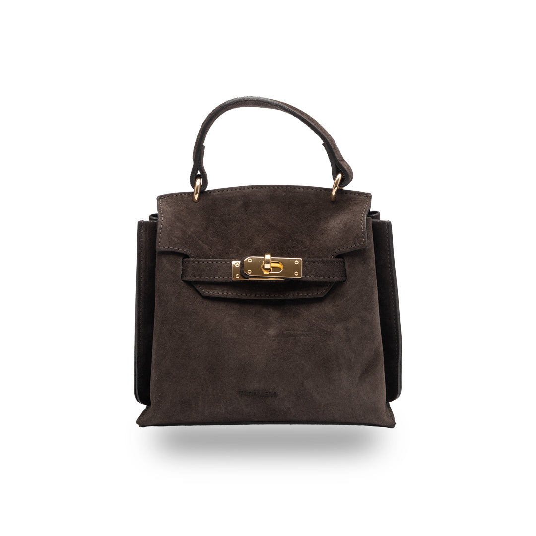 Damenhandtasche aus dunkelbraunem Echtleder Renata