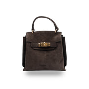 Damenhandtasche aus dunkelbraunem Echtleder Renata