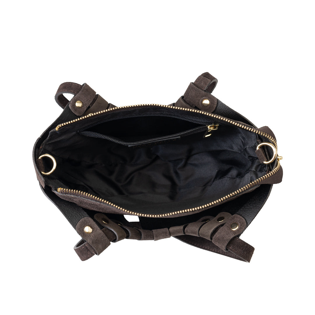 Damenhandtasche aus dunkelbraunem Echtleder Ruth