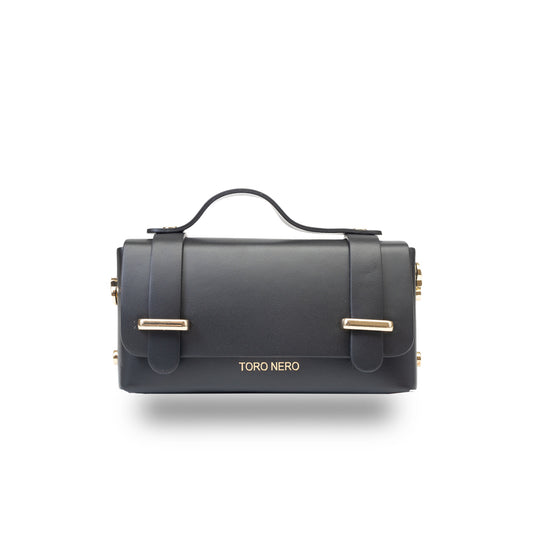 Damenhandtasche aus echtem schwarzem Leder Natalia