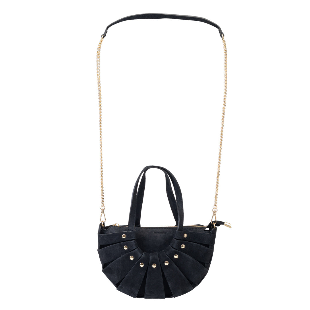 Damenhandtasche aus echtem Leder schwarz Ruth