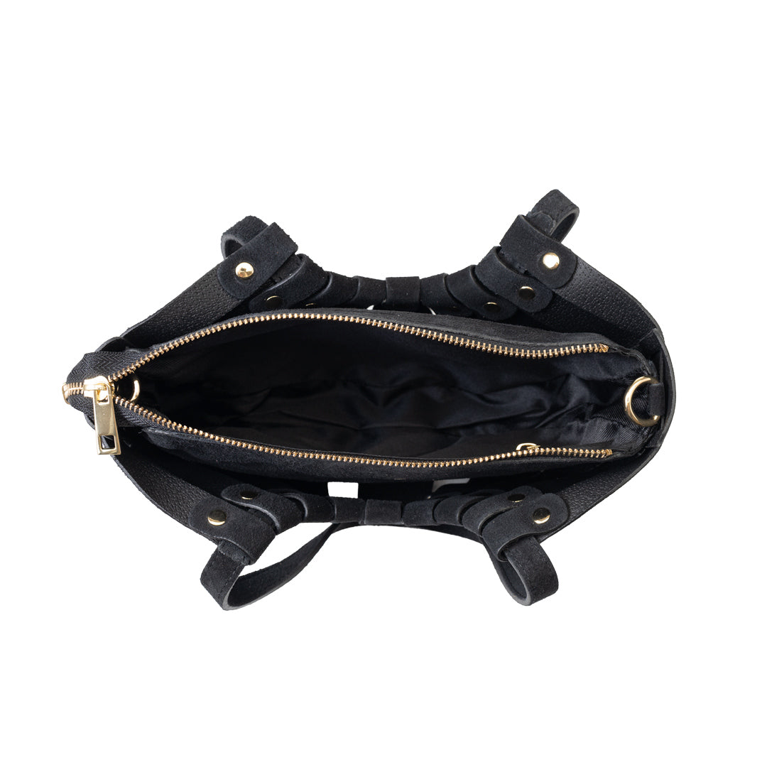 Damenhandtasche aus echtem Leder schwarz Ruth
