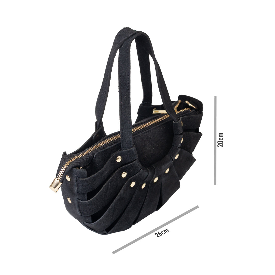 Damenhandtasche aus echtem Leder schwarz Ruth