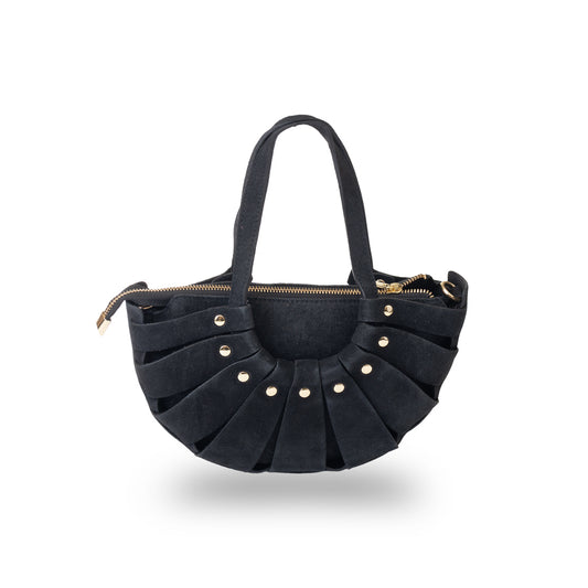 Damenhandtasche aus echtem Leder schwarz Ruth