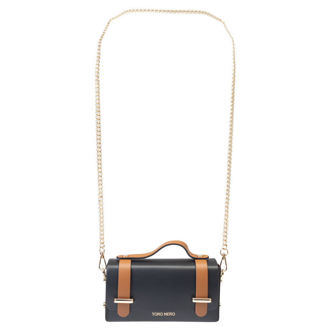 Damenhandtasche aus echtem Leder schwarz-braun Natalia