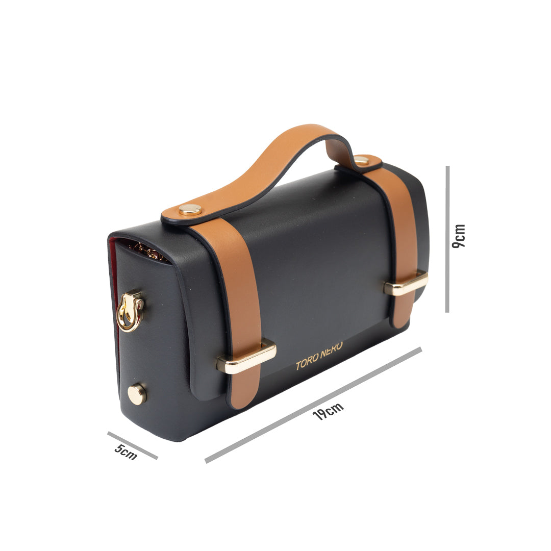 Damenhandtasche aus echtem Leder schwarz-braun Natalia