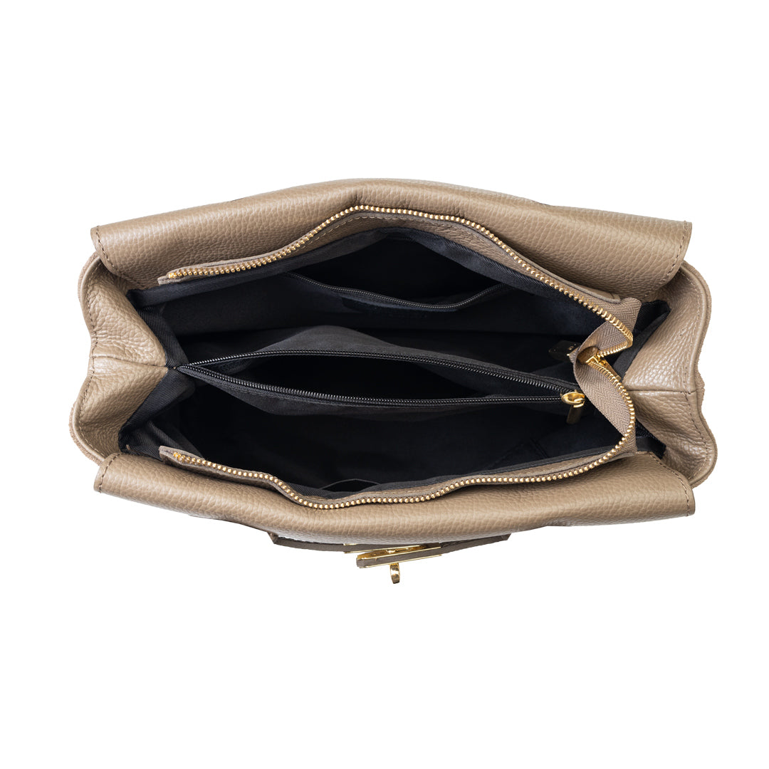Damenhandtasche aus echtem Leder taupe Mira