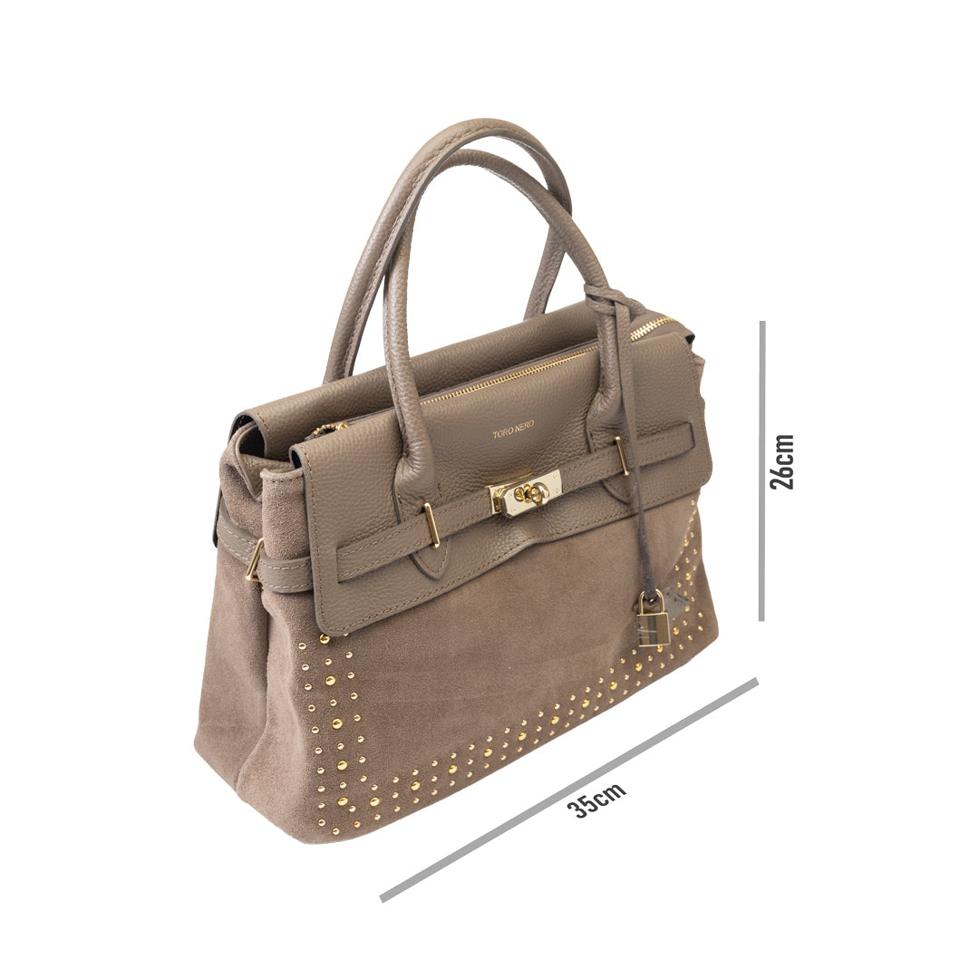 Damenhandtasche aus echtem Leder taupe Mira
