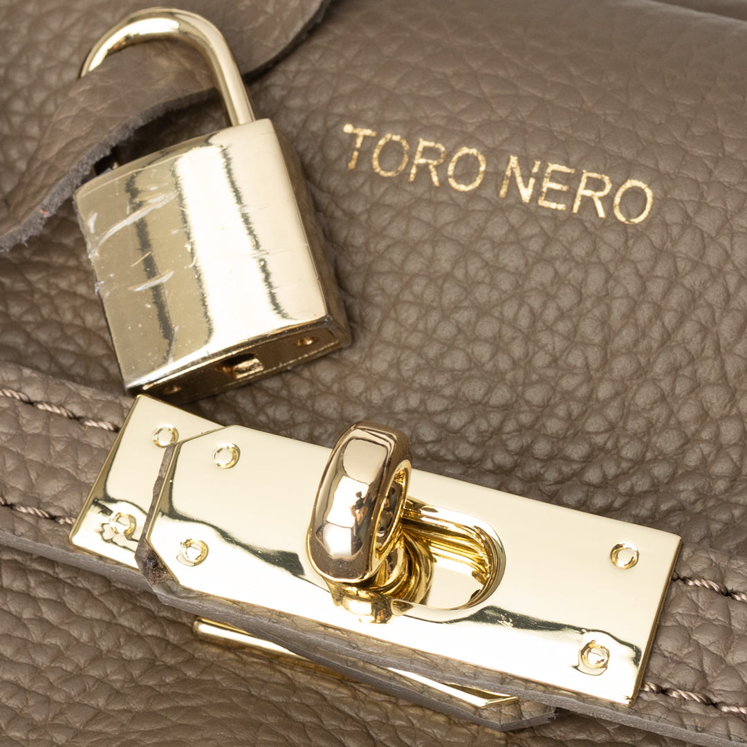 Damenhandtasche aus echtem Leder taupe Mira