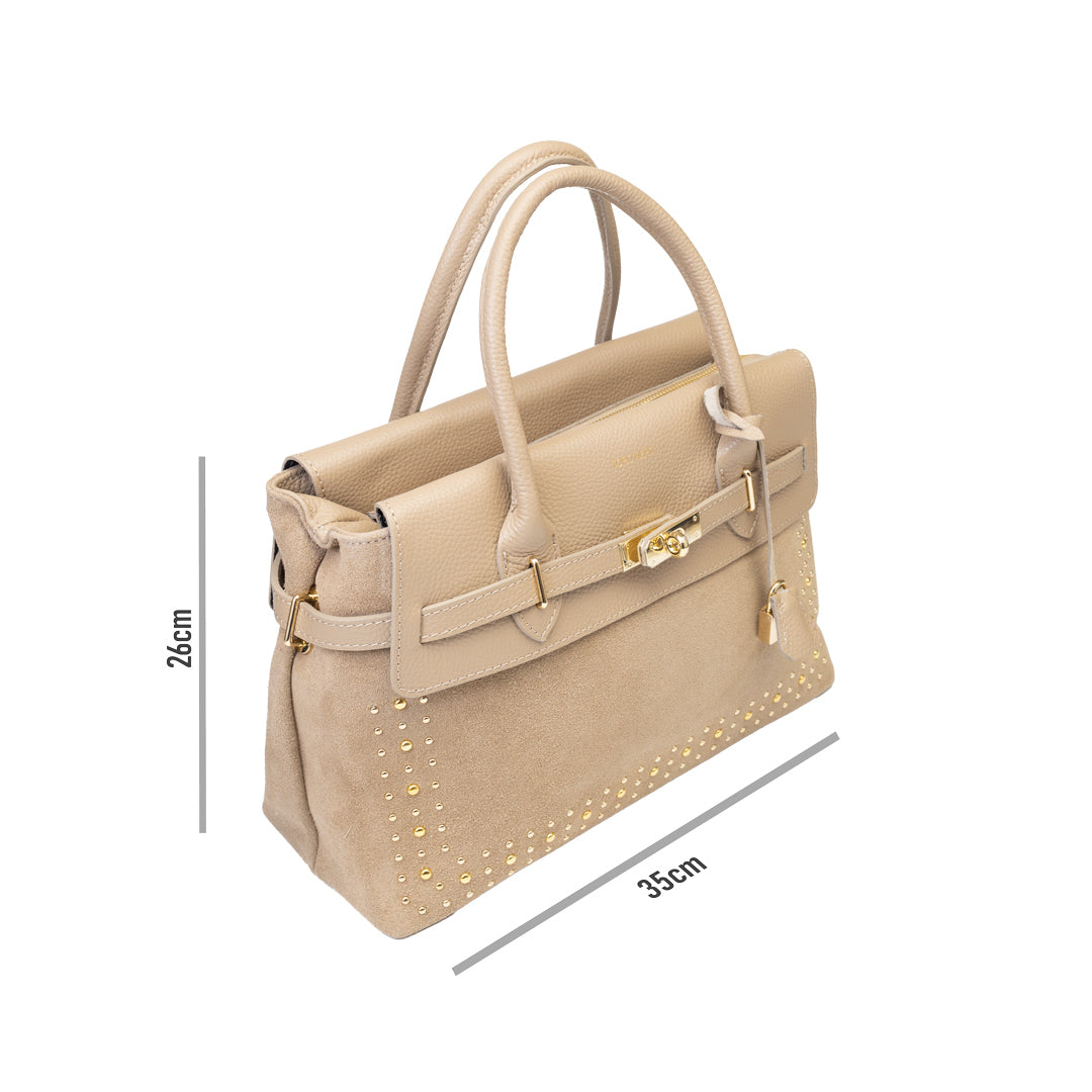 Geantă damă din piele naturala taupe deschis Mira