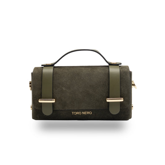 Damenhandtasche aus echtem Militärgrün-Wildleder Natalia