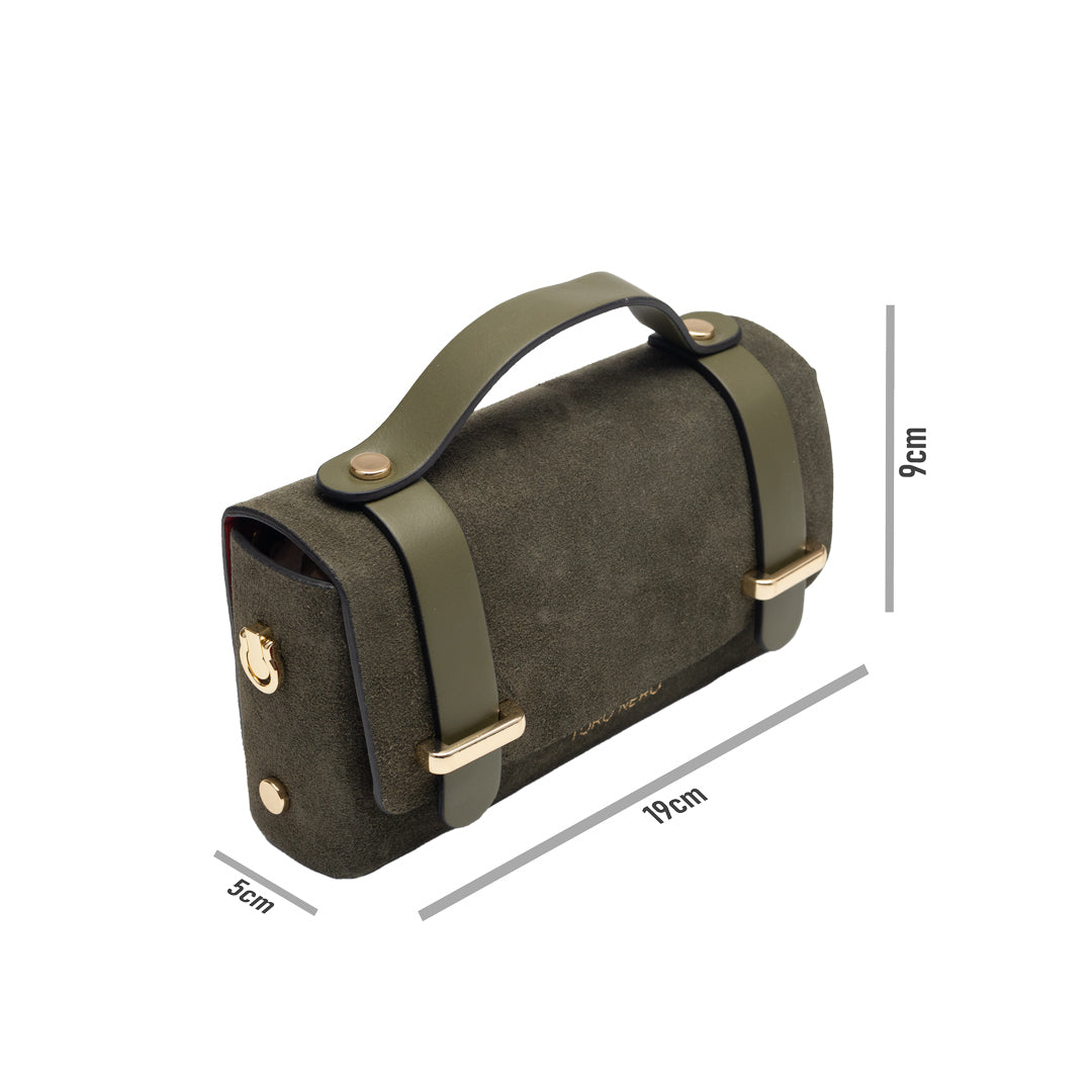 Damenhandtasche aus echtem Militärgrün-Wildleder Natalia