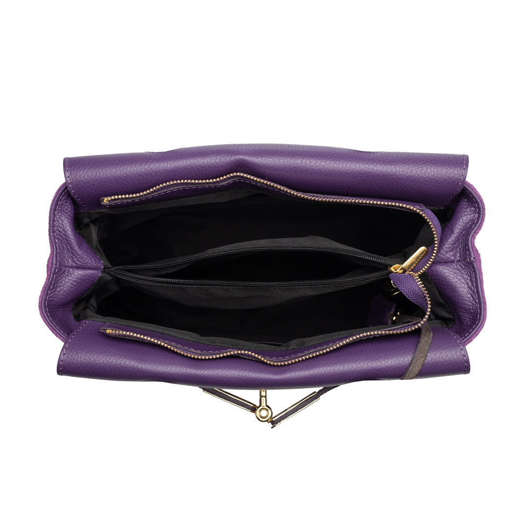Damenhandtasche aus violettem Echtleder Mira