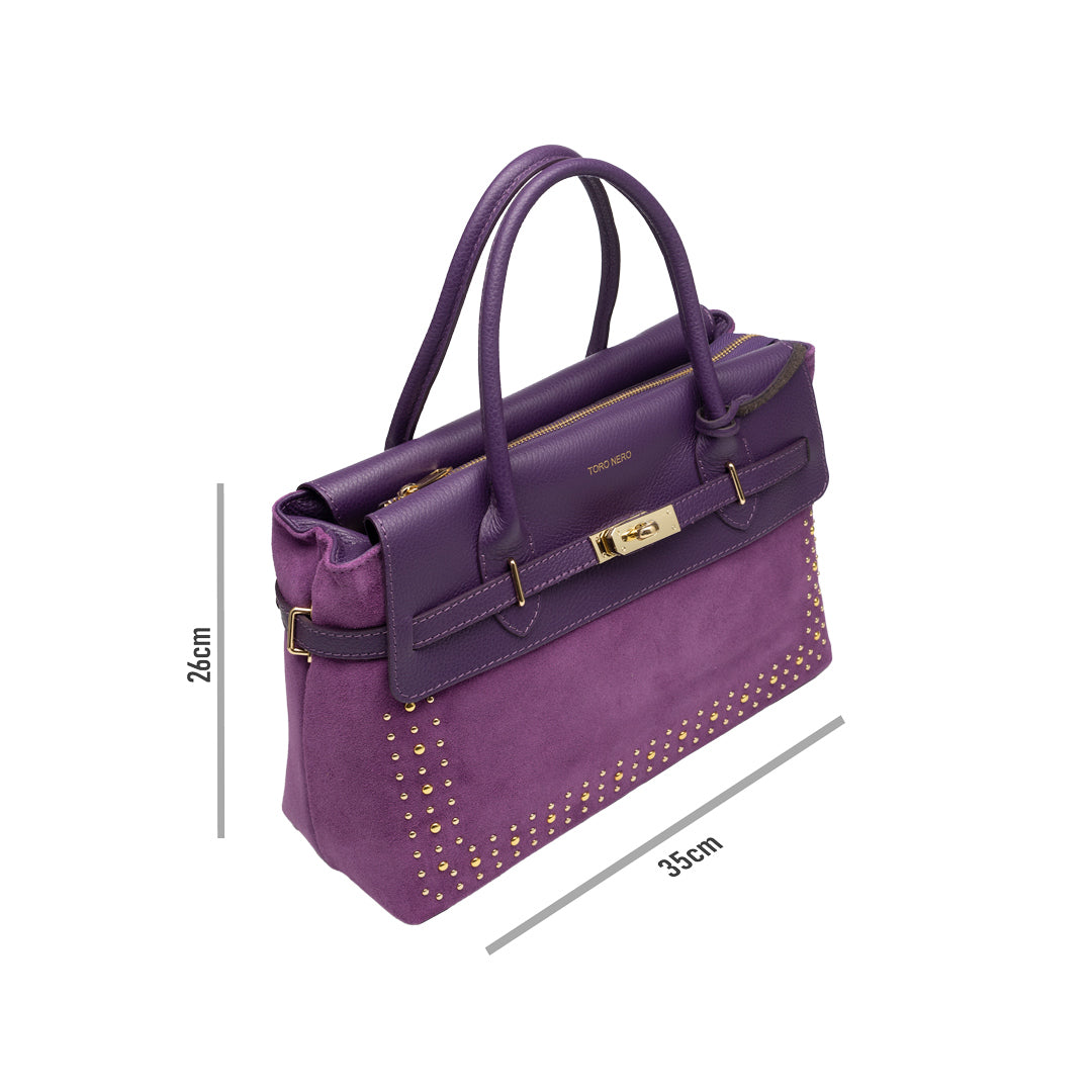 Damenhandtasche aus violettem Echtleder Mira