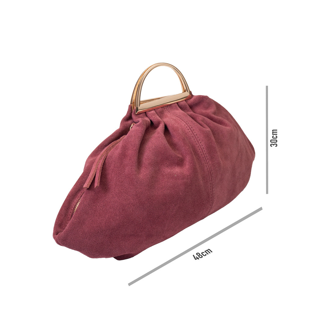 Damenhandtasche aus echtem Leder, bordeauxrot, Modell Monica
