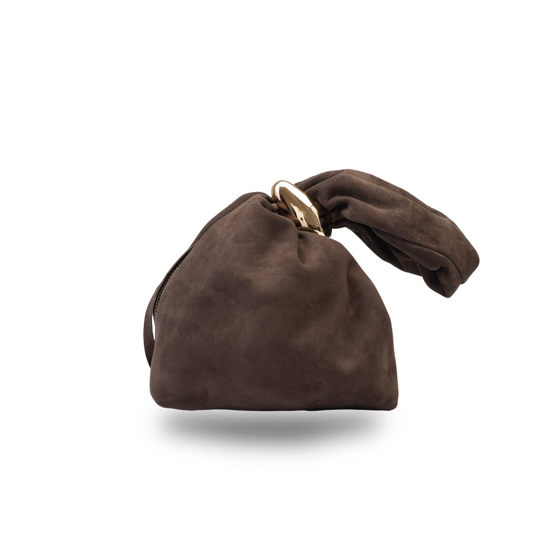 Damenhandtasche aus Veloursleder, dunkelbraun Eliza