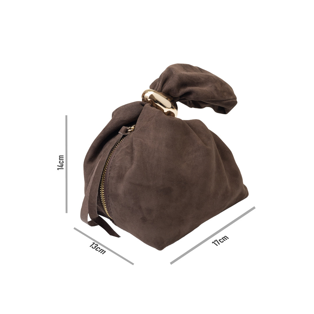 Damenhandtasche aus Veloursleder, dunkelbraun Eliza