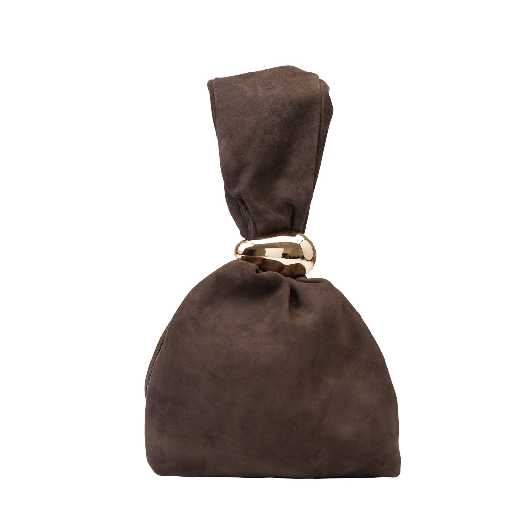 Damenhandtasche aus Veloursleder, dunkelbraun Eliza