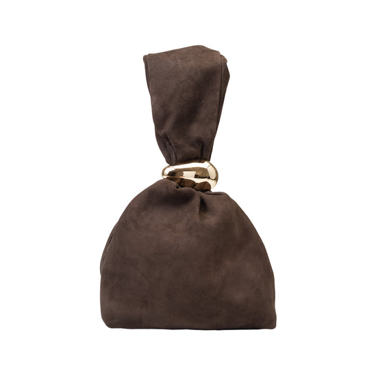 Damenhandtasche aus Veloursleder, dunkelbraun Eliza