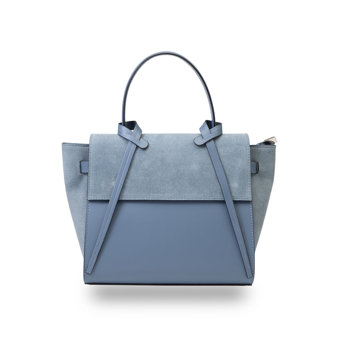 Damenhandtasche aus hellblauem Naturveloursleder Erika